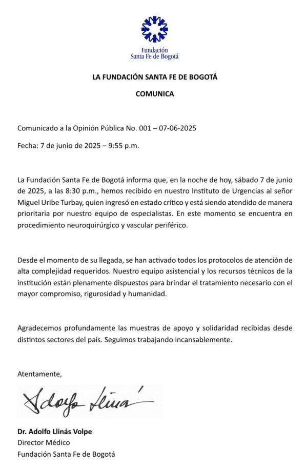 El precandidato Uribe Turbay en estado crítico, tras recibir 2 balazos en la cabeza