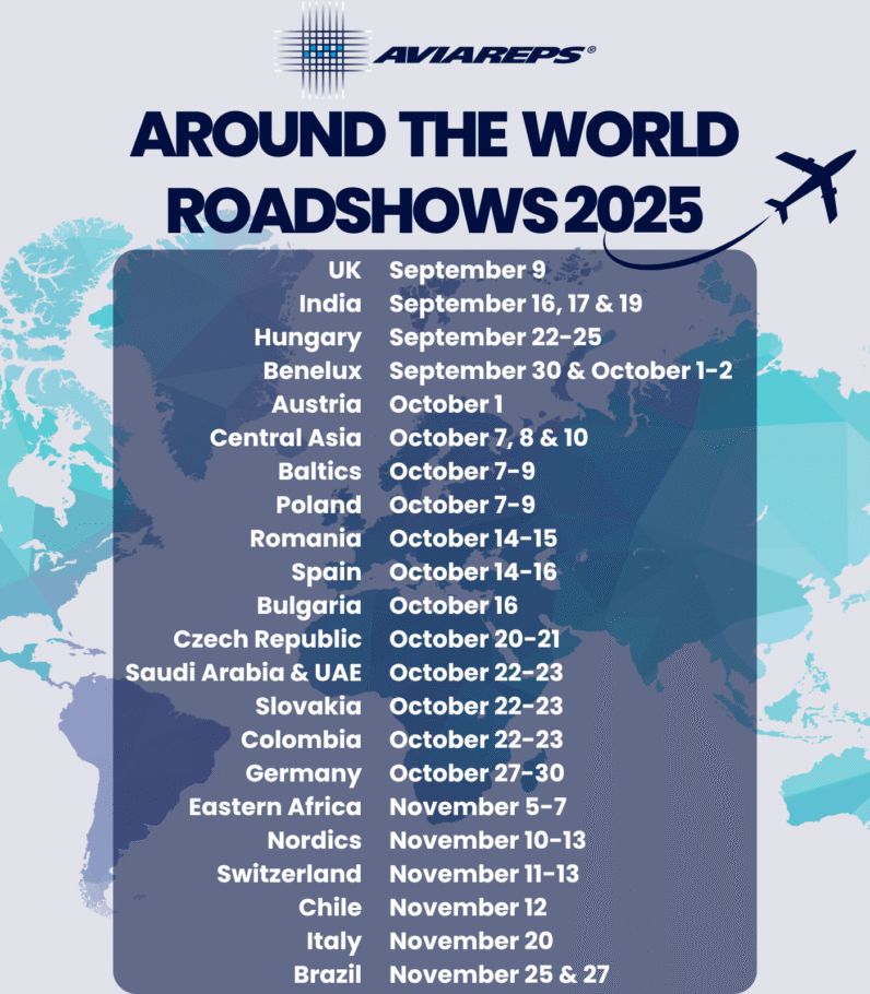 Aviareps hará su Roadshow ‘Around the World’ 2025 con parada confirmada en el país