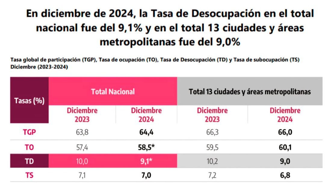 En 2024 el Desempleo fue de 10,2 %
