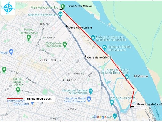 Estos son los cierres viales de los próximos días en Barranquilla