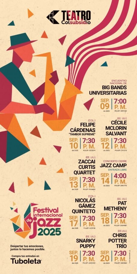 Del 9 al 21 de septiembre, Festival Internacional de Jazz 2025 en el Teatro Colsubsidio