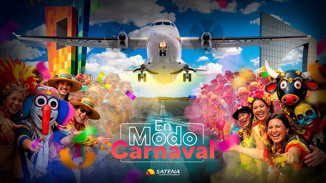 Satena se viste de Carnaval con código promocional y una operación hacia Barranquilla con 48 vuelos semanales