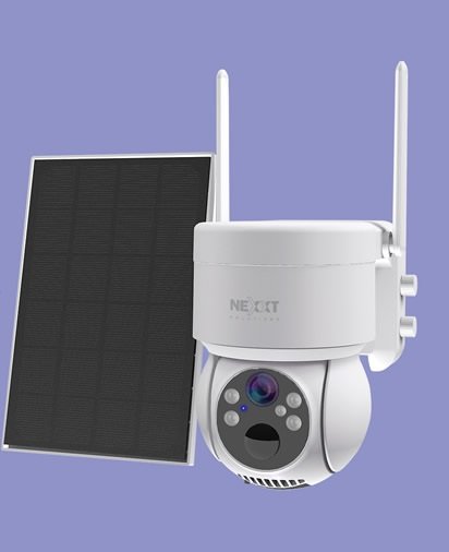 Esta es la Cámara PTZ con panel solar para exteriores