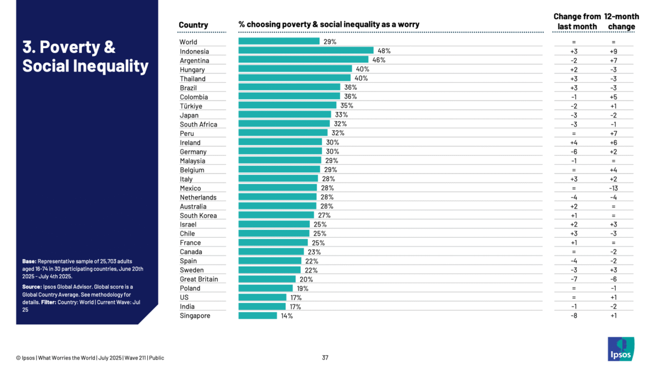 Crimen, desempleo y corrupción: las principales preocupaciones que marcan agenda en 30 países, según Ipsos