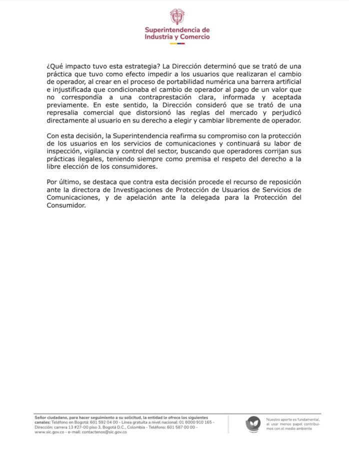 Imponen sanción por más de $3 mil millones a Movistar por bloquear portabilidad numérica con falsa deuda