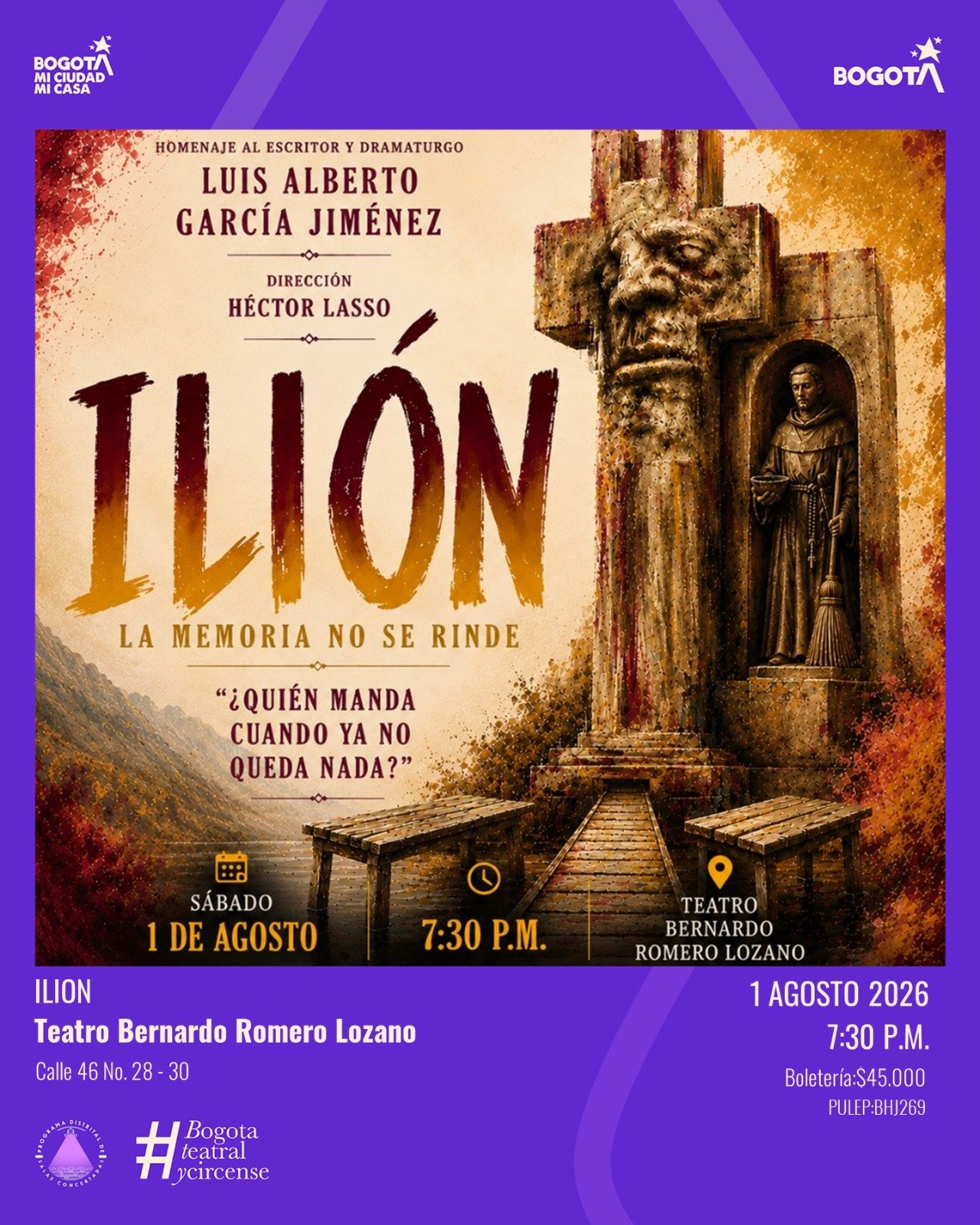 Teatro Bernardo Romero Lozano presenta este sábado: Ilión