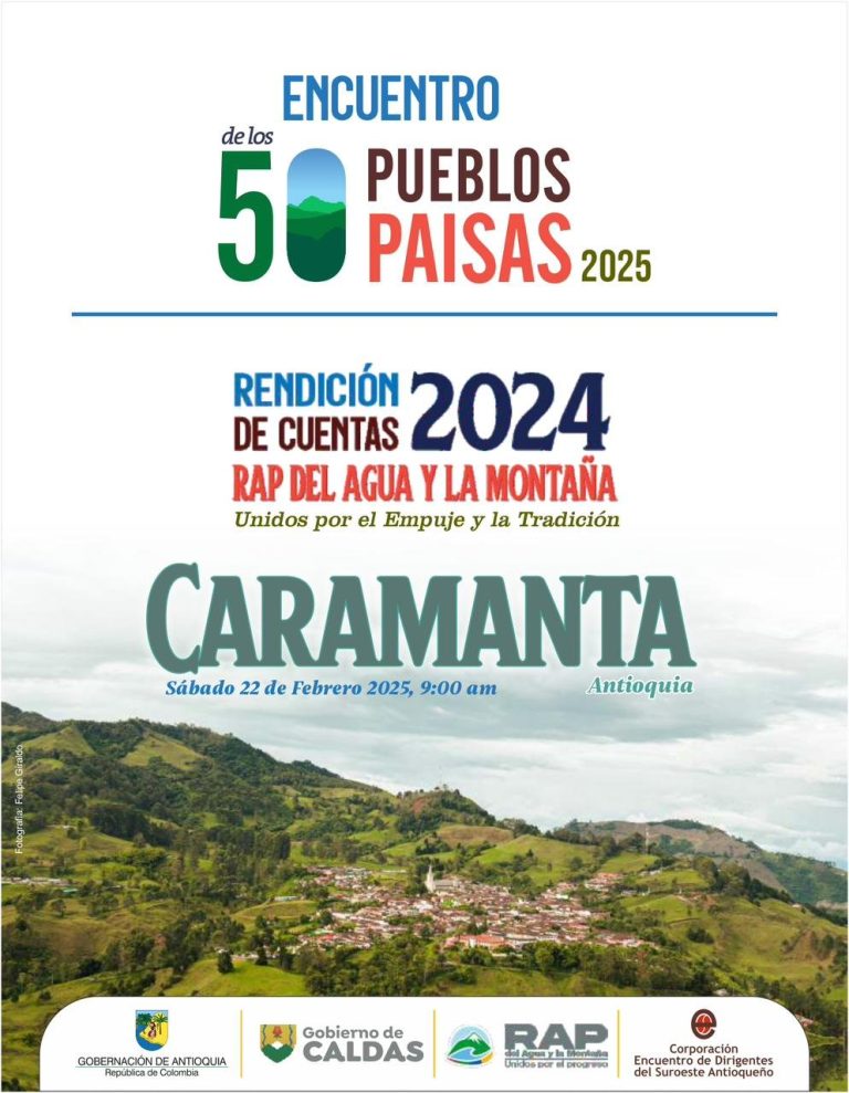 Caramanta, Antioquia, será el epicentro del encuentro de 50 pueblos paisas 2025