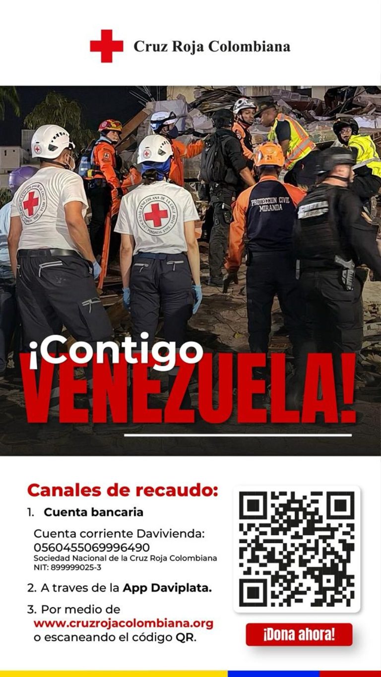 Cruz Roja Colombiana despliega equipo humanitario a Venezuela y activa campaña para ayudar a los afectados