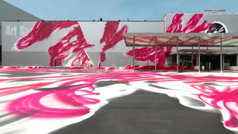 Pintó con aerosol una plaza pública