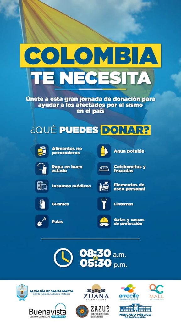 Santa Marta abre nuevos puntos de acopio para afectados por el terremoto